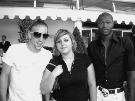 Mylene avec Franck Ribéry et Djibril Cissé